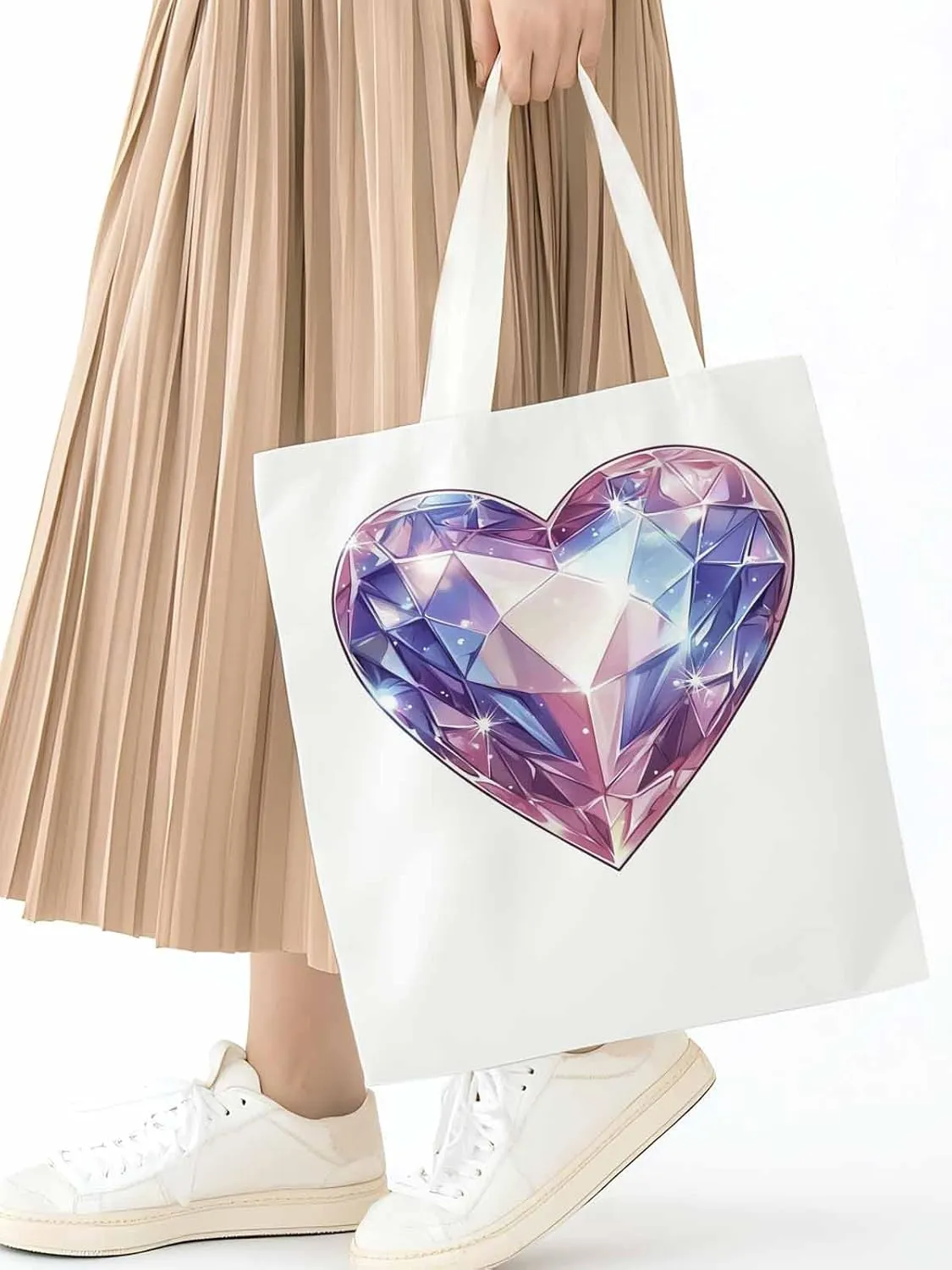 Canvas Tote Bag, Valentine's Day Love Gem Aesthetic Canvas Tote Handbags for Women Shoulder Bag
