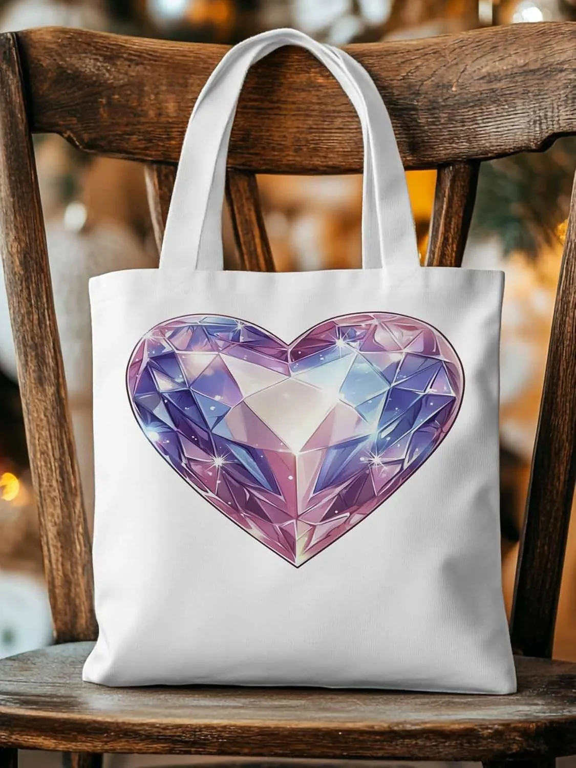 Canvas Tote Bag, Valentine's Day Love Gem Aesthetic Canvas Tote Handbags for Women Shoulder Bag