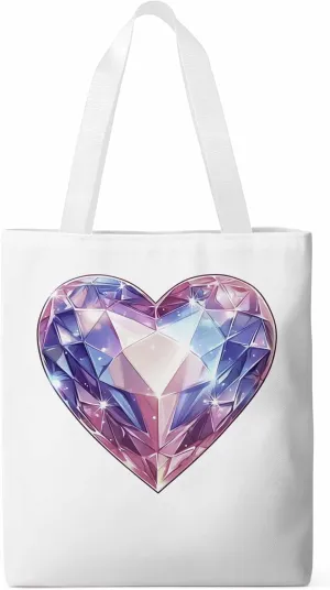 Canvas Tote Bag, Valentine's Day Love Gem Aesthetic Canvas Tote Handbags for Women Shoulder Bag