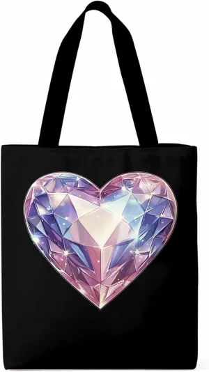 Canvas Tote Bag, Valentine's Day Love Gem Aesthetic Canvas Tote Handbags for Women Shoulder Bag