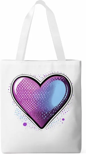 Canvas Tote Bag, Valentine's Day Pink Blue Love Aesthetic Canvas Tote Handbags for Women Shoulder Bag