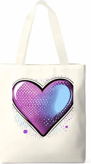 Canvas Tote Bag, Valentine's Day Pink Blue Love Aesthetic Canvas Tote Handbags for Women Shoulder Bag