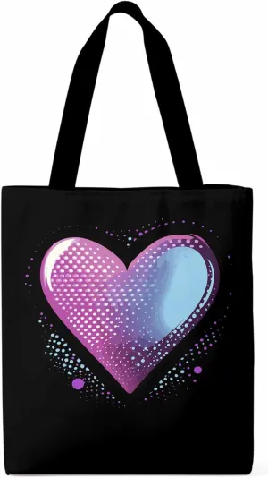 Canvas Tote Bag, Valentine's Day Pink Blue Love Aesthetic Canvas Tote Handbags for Women Shoulder Bag