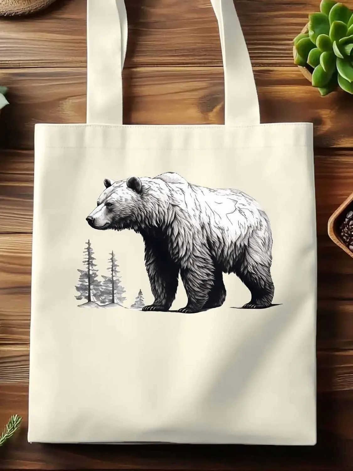 Canvas Tote Bag, Vintage Aesthetic Canvas Tote Handbags for Women Shoulder Bag Retro Animals Tree