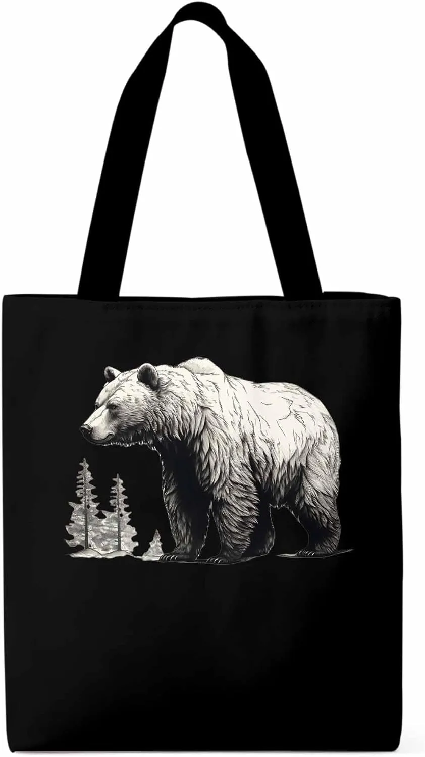 Canvas Tote Bag, Vintage Aesthetic Canvas Tote Handbags for Women Shoulder Bag Retro Animals Tree