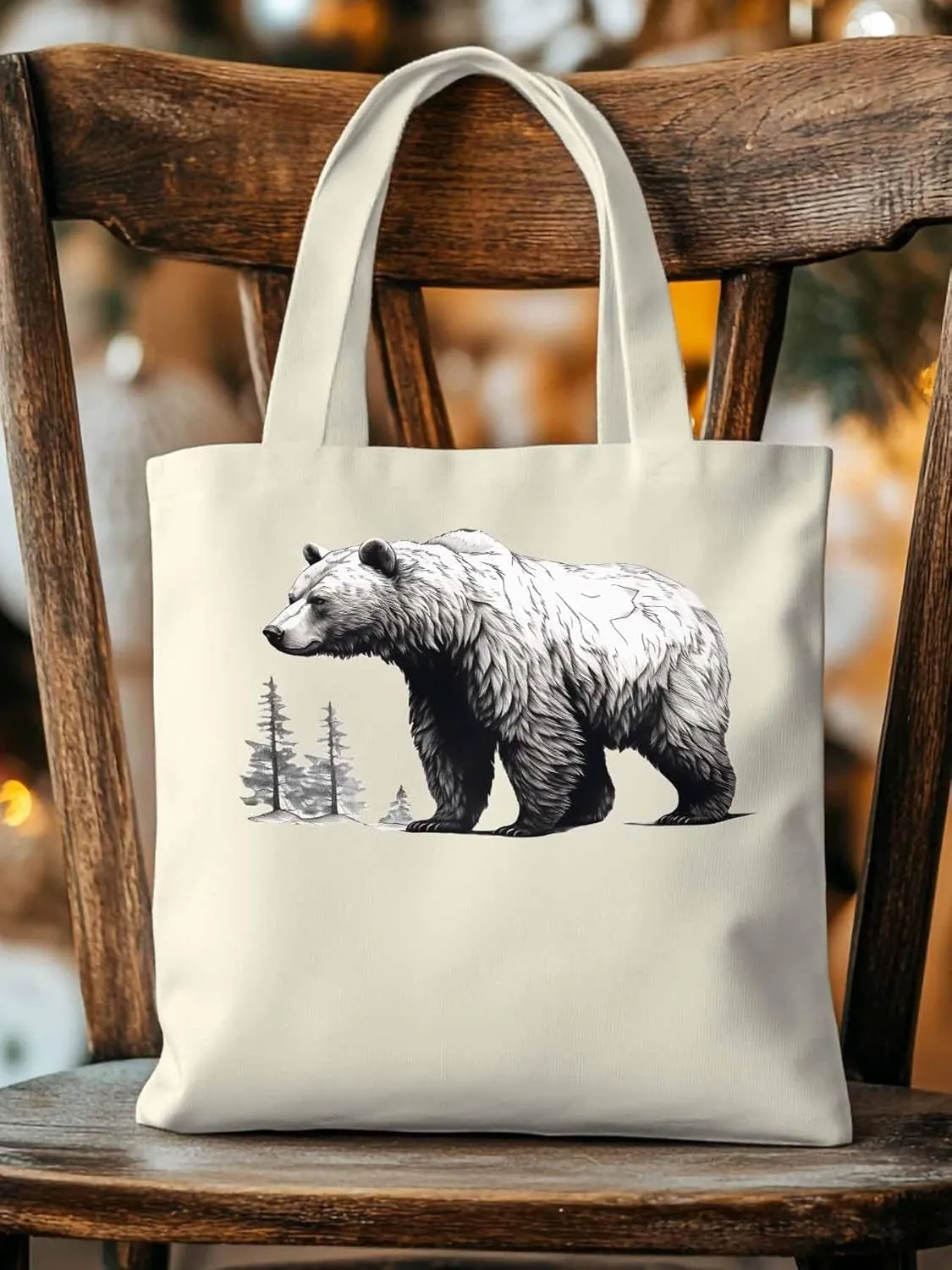 Canvas Tote Bag, Vintage Aesthetic Canvas Tote Handbags for Women Shoulder Bag Retro Animals Tree