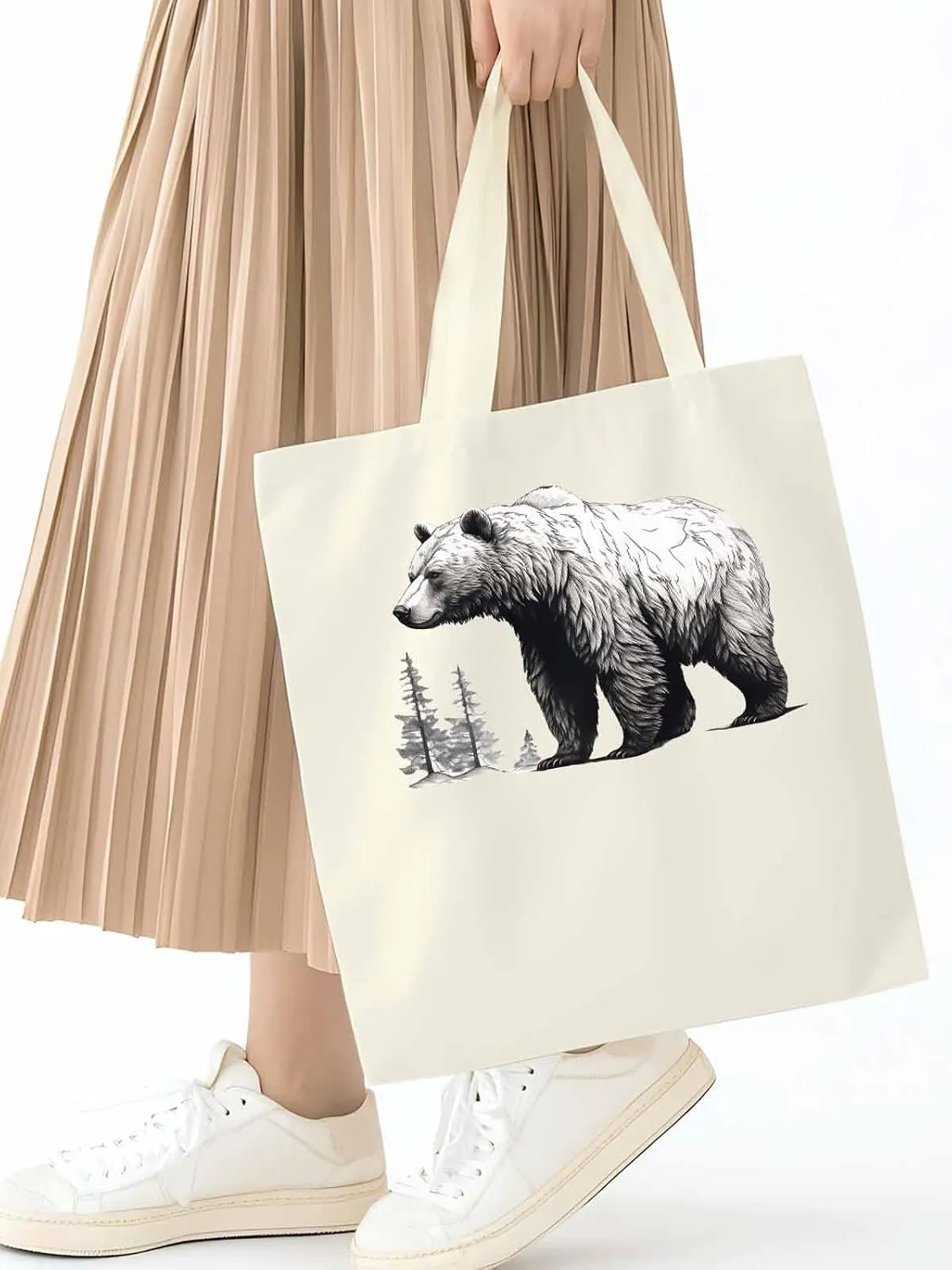 Canvas Tote Bag, Vintage Aesthetic Canvas Tote Handbags for Women Shoulder Bag Retro Animals Tree