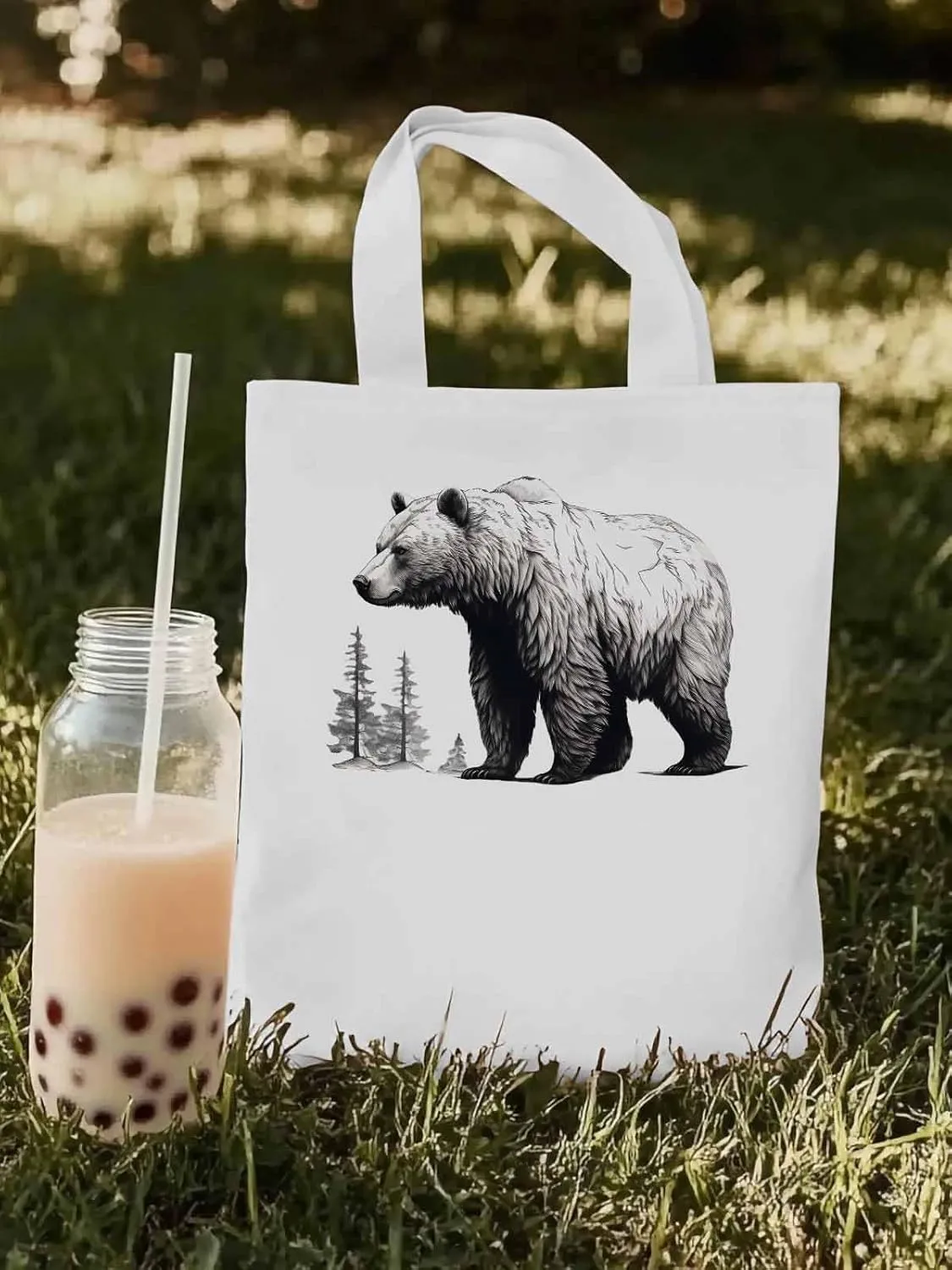 Canvas Tote Bag, Vintage Aesthetic Canvas Tote Handbags for Women Shoulder Bag Retro Animals Tree