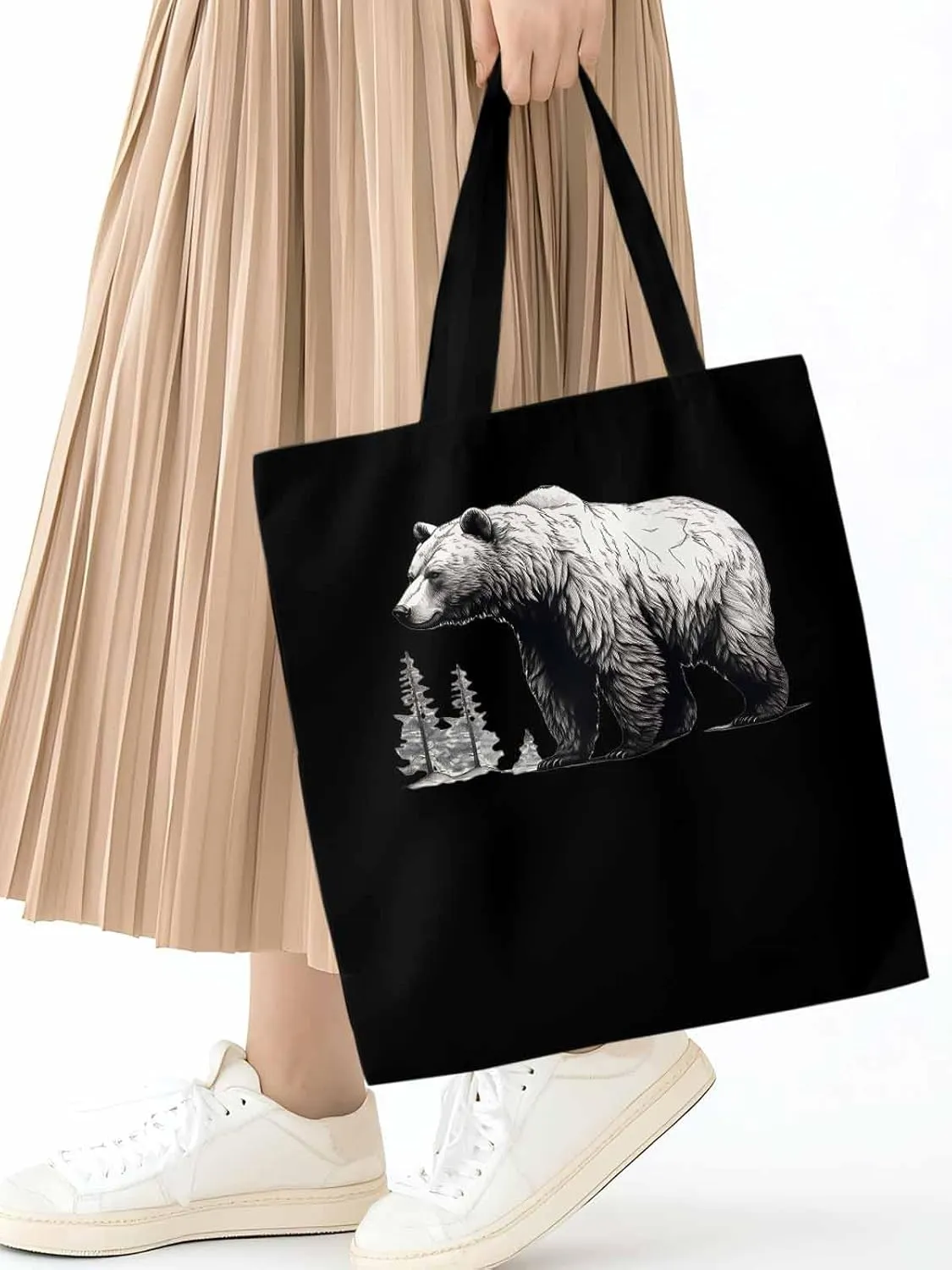 Canvas Tote Bag, Vintage Aesthetic Canvas Tote Handbags for Women Shoulder Bag Retro Animals Tree