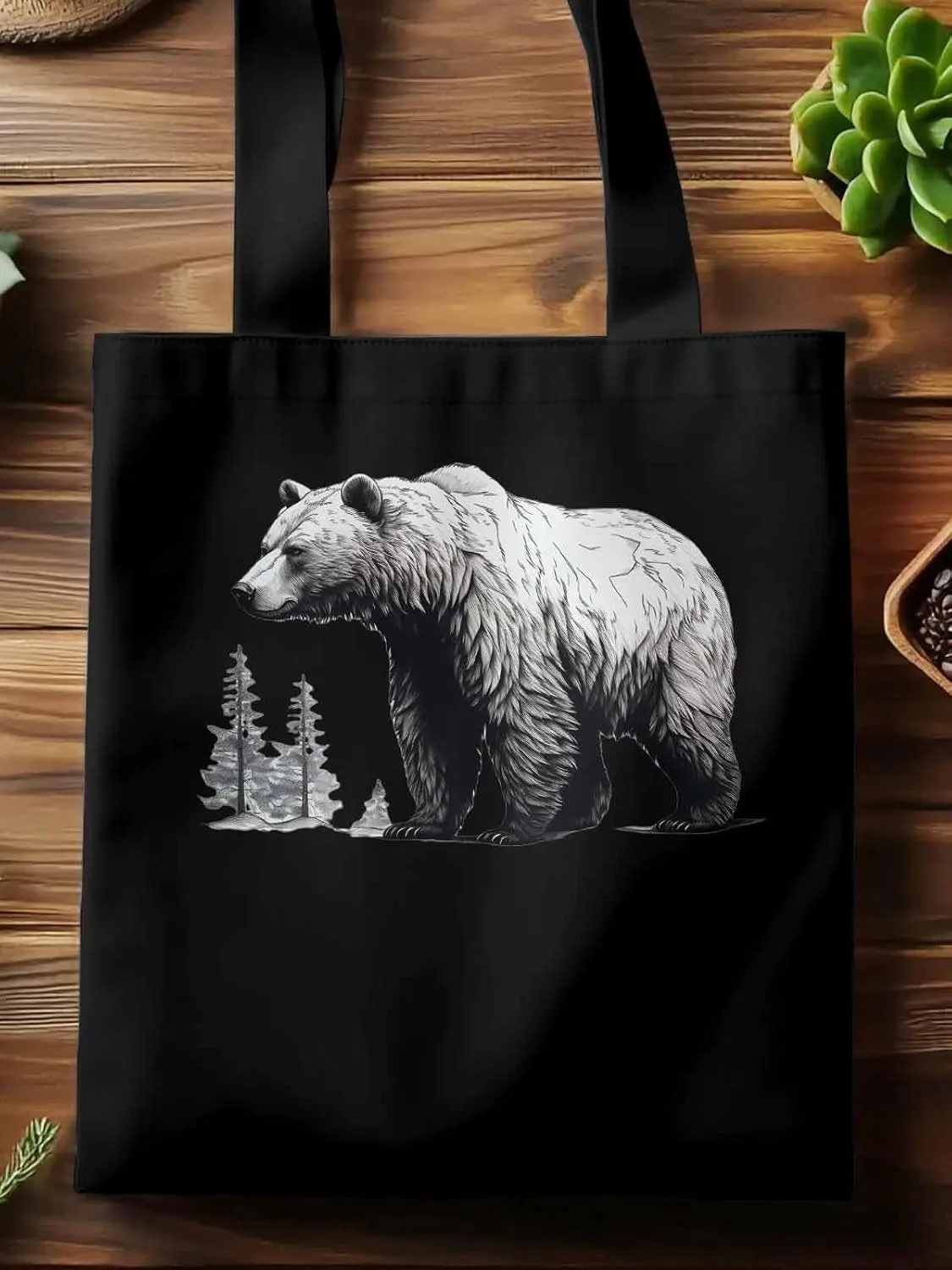 Canvas Tote Bag, Vintage Aesthetic Canvas Tote Handbags for Women Shoulder Bag Retro Animals Tree