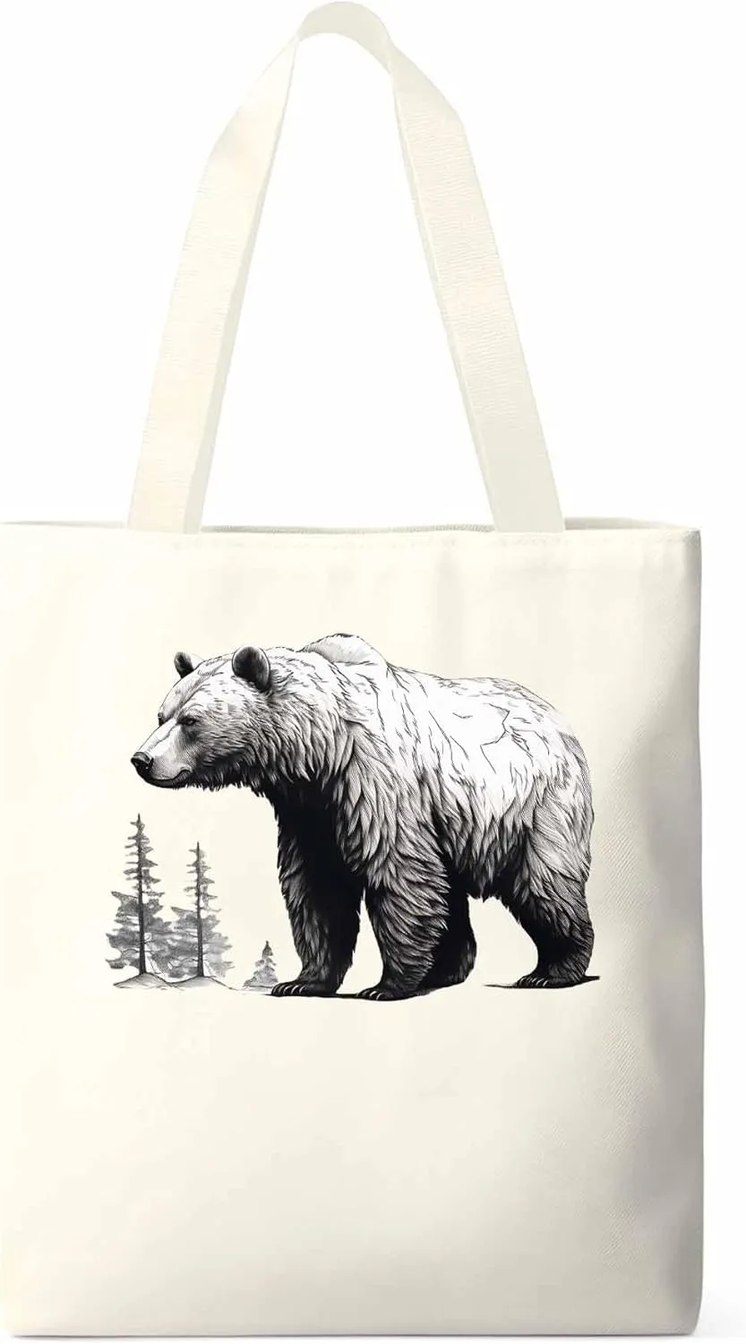 Canvas Tote Bag, Vintage Aesthetic Canvas Tote Handbags for Women Shoulder Bag Retro Animals Tree