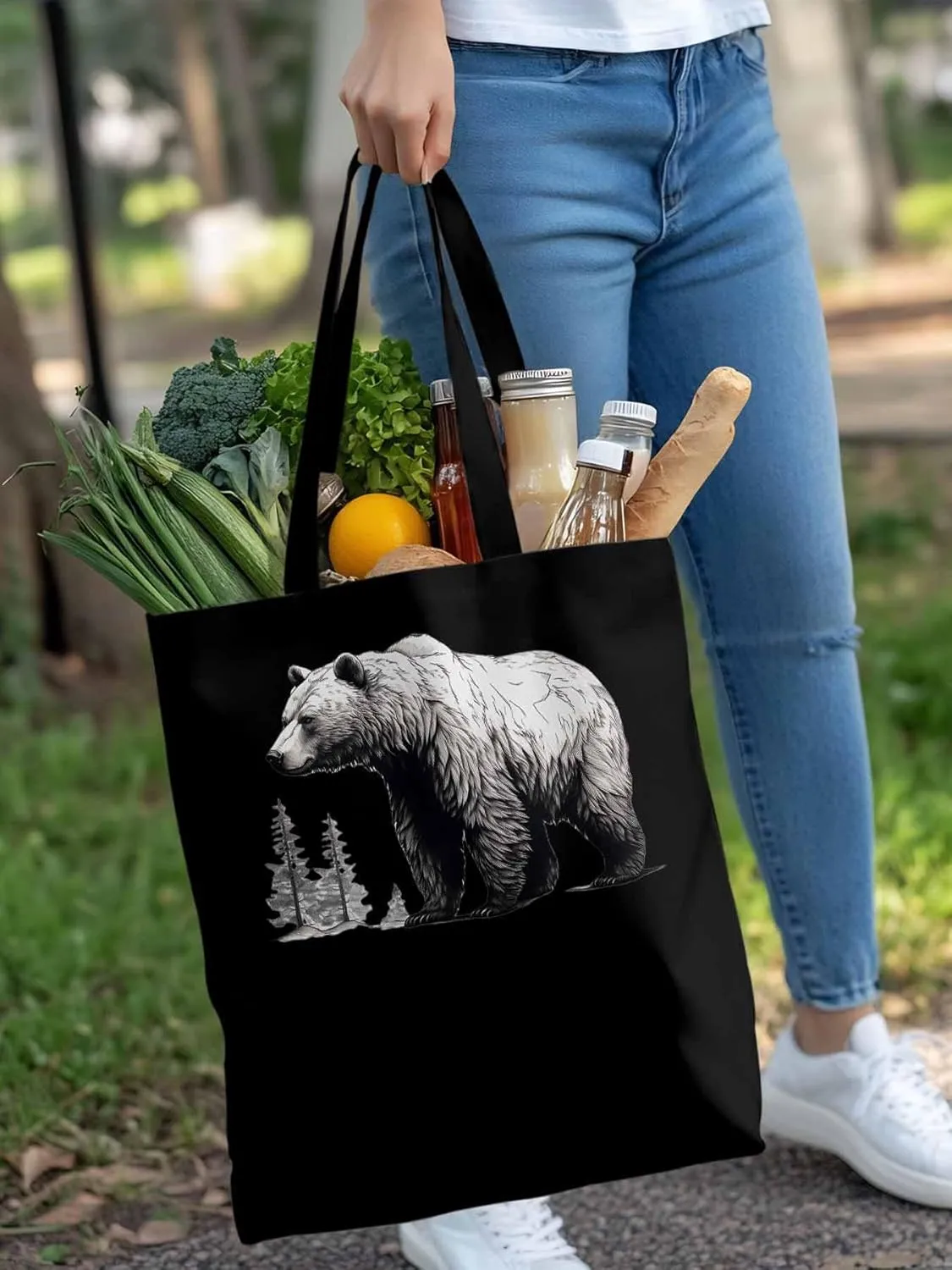 Canvas Tote Bag, Vintage Aesthetic Canvas Tote Handbags for Women Shoulder Bag Retro Animals Tree