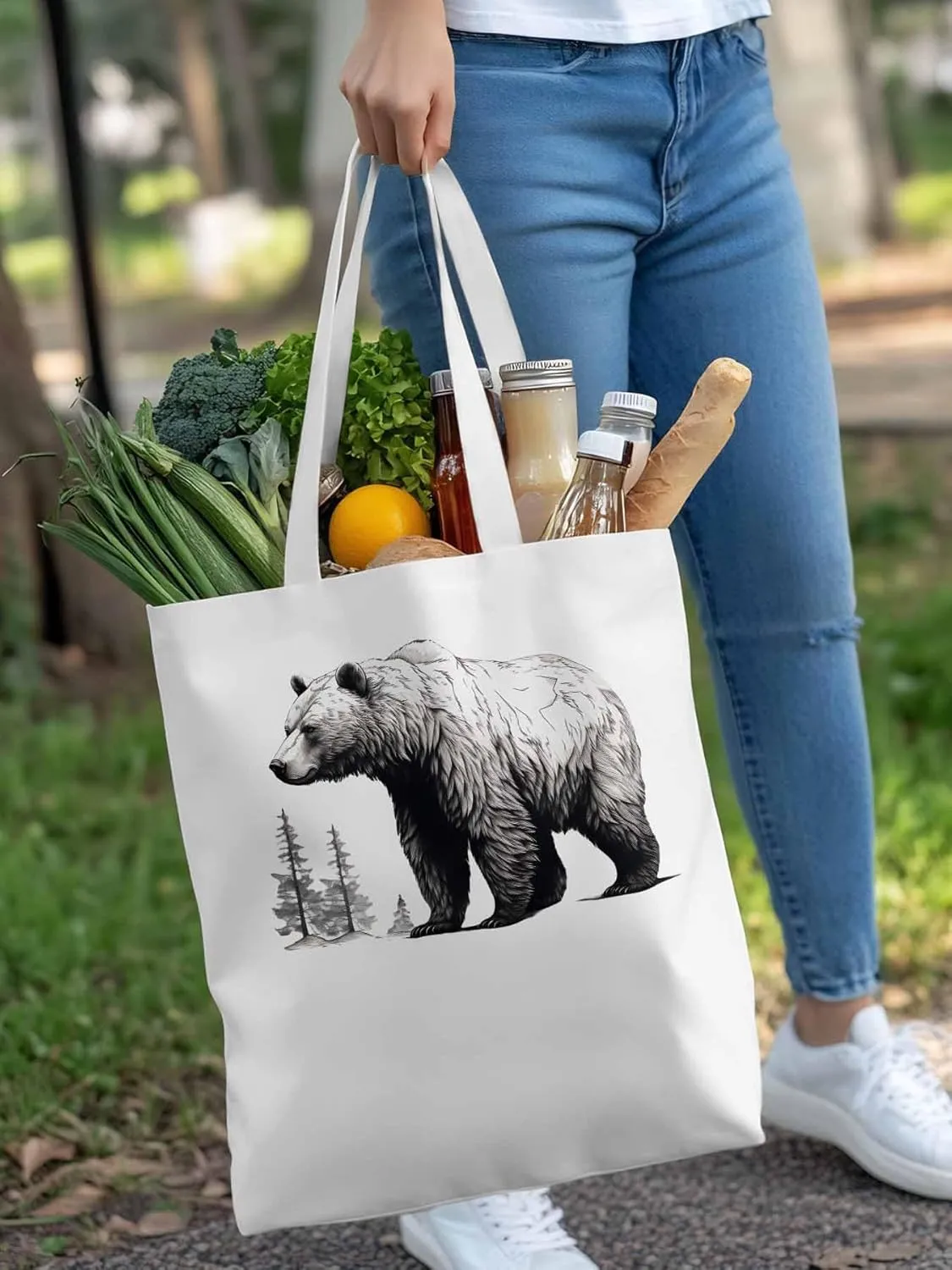 Canvas Tote Bag, Vintage Aesthetic Canvas Tote Handbags for Women Shoulder Bag Retro Animals Tree