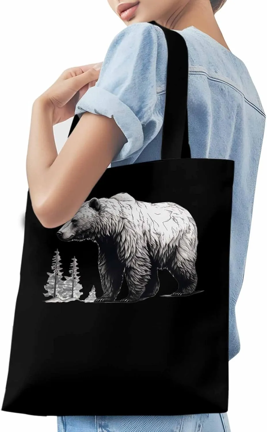 Canvas Tote Bag, Vintage Aesthetic Canvas Tote Handbags for Women Shoulder Bag Retro Animals Tree