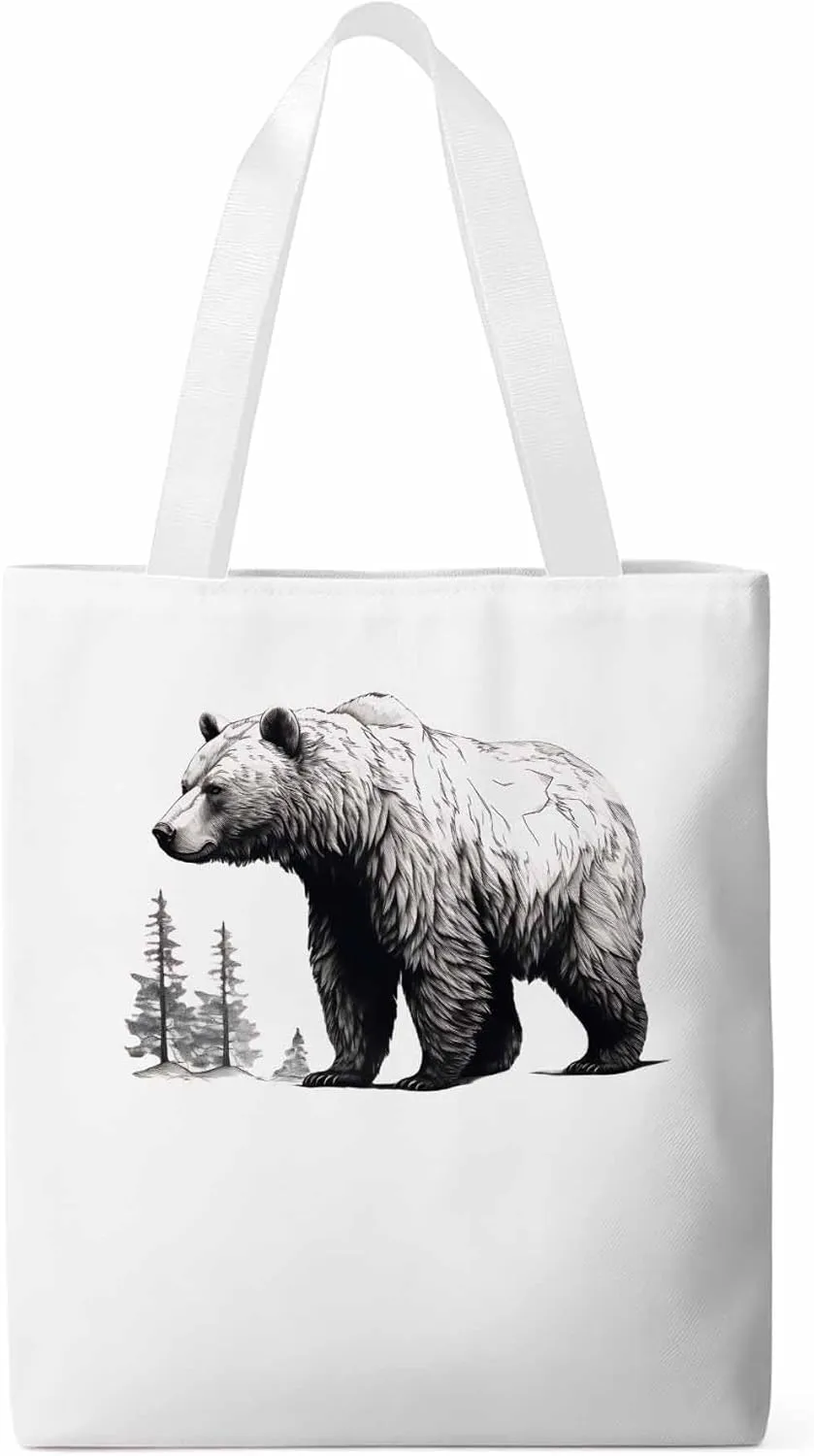 Canvas Tote Bag, Vintage Aesthetic Canvas Tote Handbags for Women Shoulder Bag Retro Animals Tree