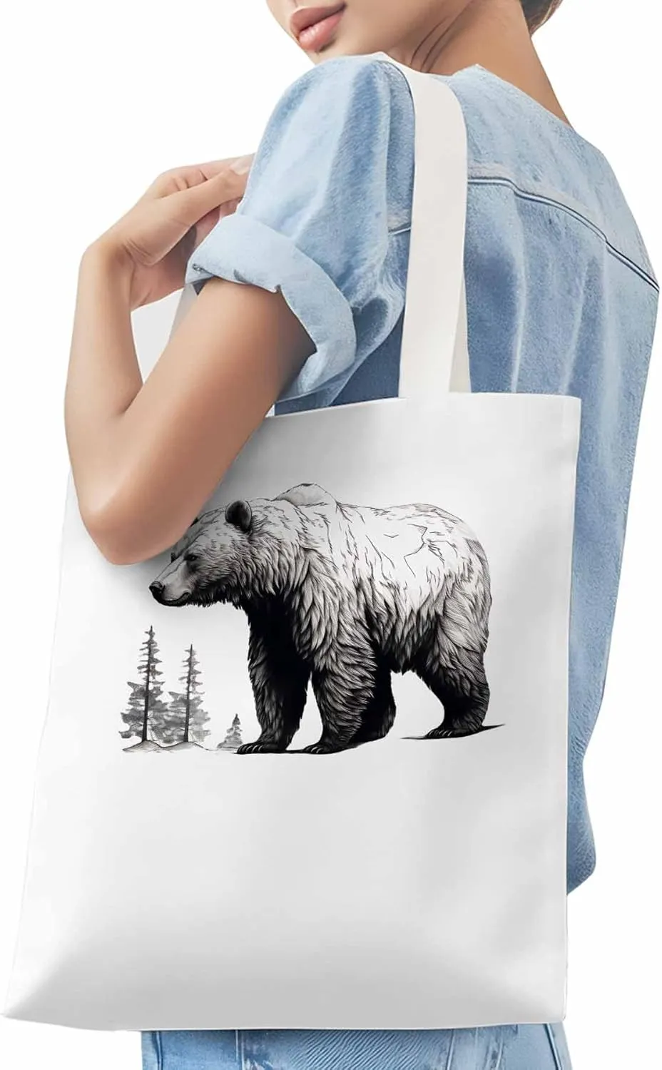 Canvas Tote Bag, Vintage Aesthetic Canvas Tote Handbags for Women Shoulder Bag Retro Animals Tree