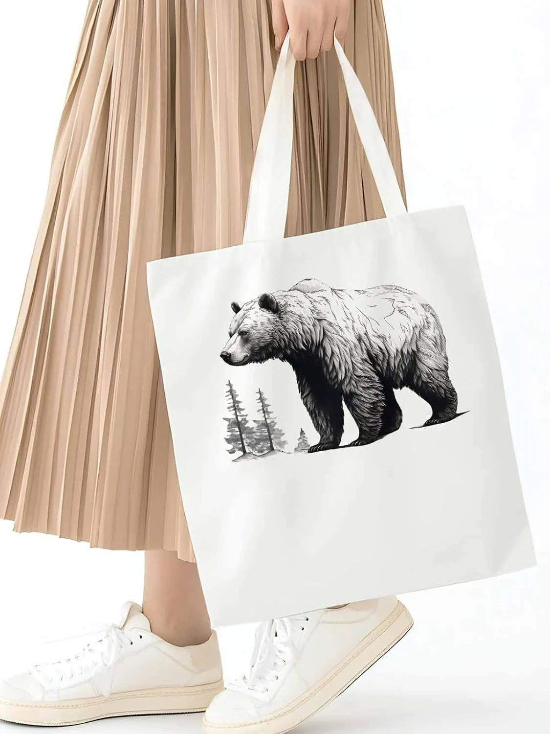 Canvas Tote Bag, Vintage Aesthetic Canvas Tote Handbags for Women Shoulder Bag Retro Animals Tree