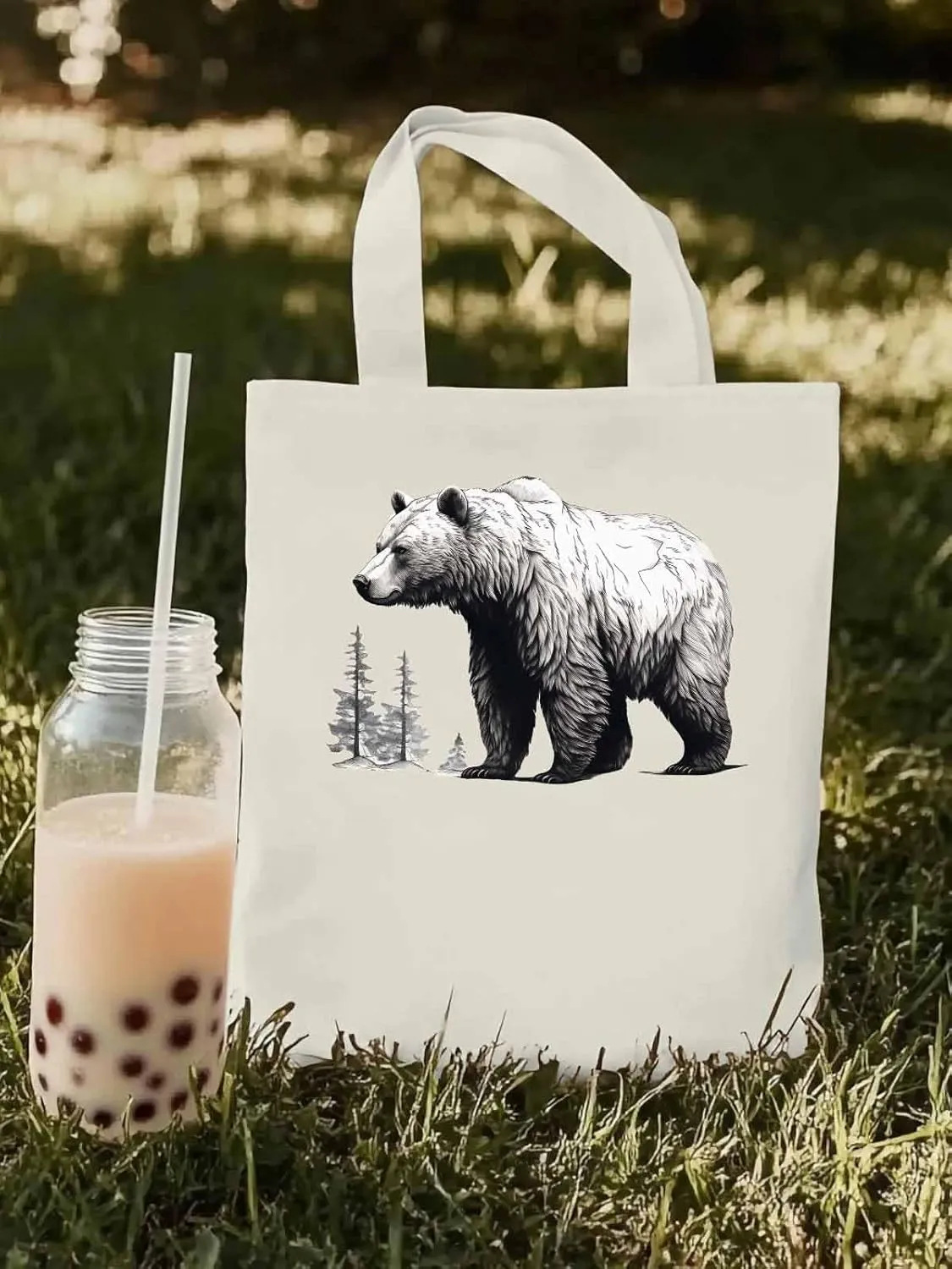 Canvas Tote Bag, Vintage Aesthetic Canvas Tote Handbags for Women Shoulder Bag Retro Animals Tree