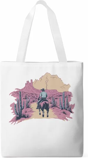 Canvas Tote Bag, Vintage Desert Cowboy Aesthetic Canvas Tote Handbags for Women Shoulder Bag,