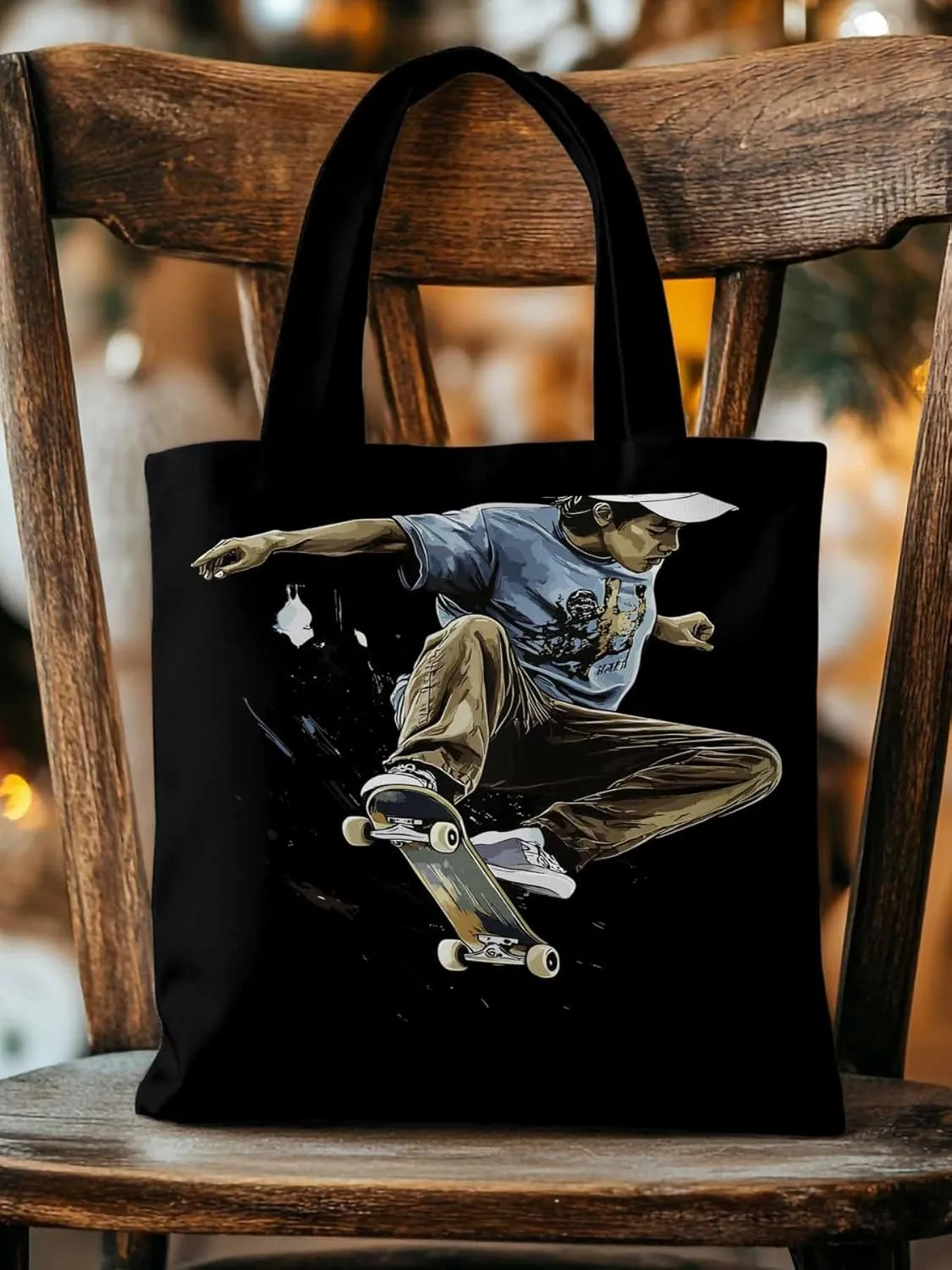 Canvas Tote Bag, Vintage Extreme Sports Skateboard Aesthetic Canvas Tote Handbags for Women Shoulder Bag,