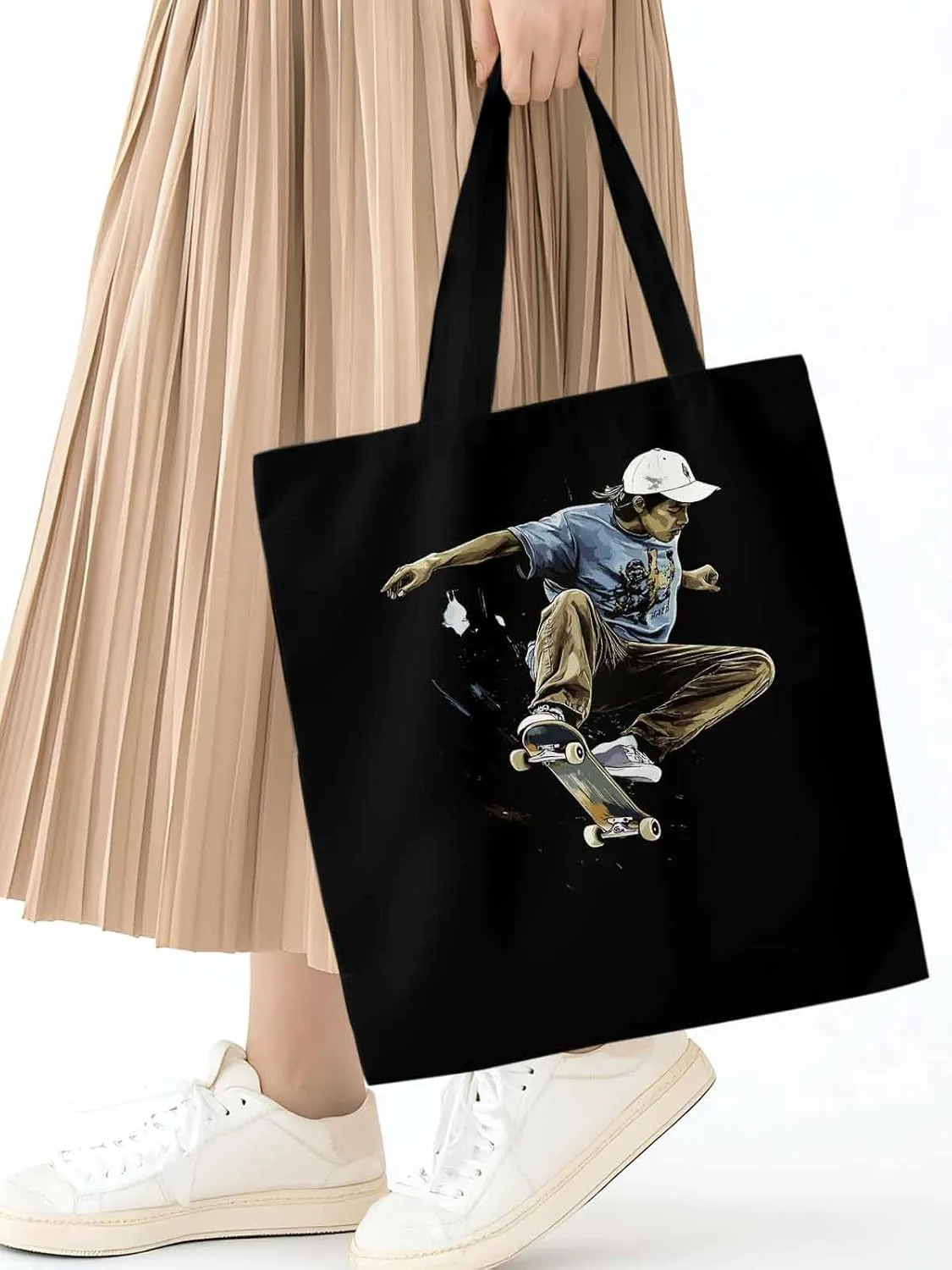 Canvas Tote Bag, Vintage Extreme Sports Skateboard Aesthetic Canvas Tote Handbags for Women Shoulder Bag,