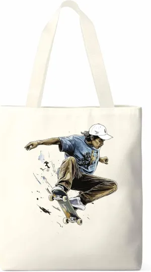 Canvas Tote Bag, Vintage Extreme Sports Skateboard Aesthetic Canvas Tote Handbags for Women Shoulder Bag,