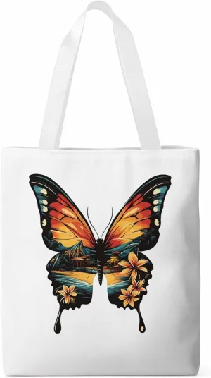 Canvas Tote Bag, Vintage Ombre Butterfly patterned Canvas Tote Handbags for Women Shoulder Bag,