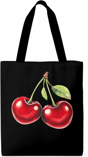 Canvas Tote Bag, Vintage Red Cherry Aesthetic Canvas Tote Handbags for Women Shoulder Bag,