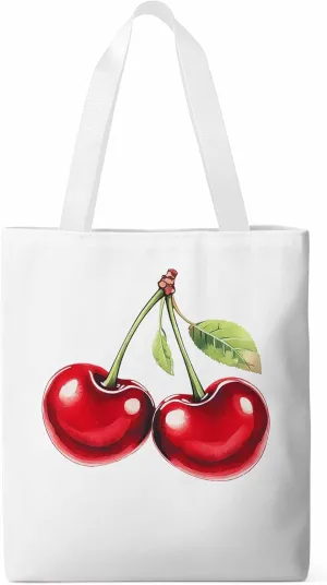 Canvas Tote Bag, Vintage Red Cherry Aesthetic Canvas Tote Handbags for Women Shoulder Bag,