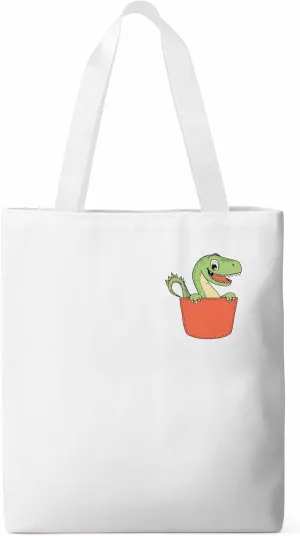 Canvas Tote Bag, Watercolor Dinosaur Pocket Aesthetic Canvas Tote Handbags for Women Shoulder Bag,