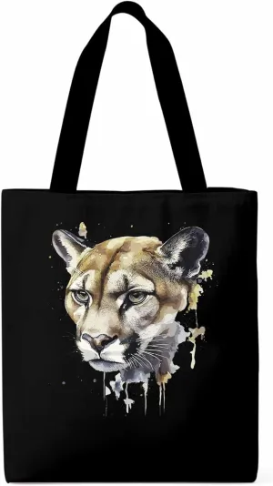 Canvas Tote Bag, Watercolor Ink Lions Aesthetic Canvas Tote Handbags for Women Shoulder Bag,