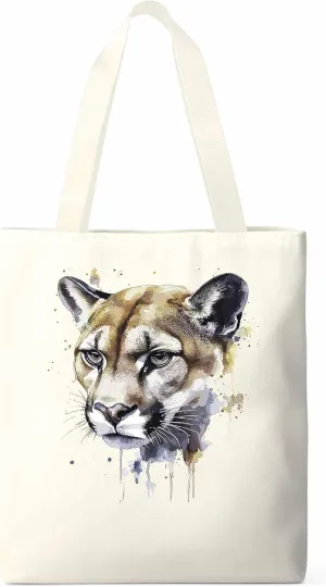 Canvas Tote Bag, Watercolor Ink Lions Aesthetic Canvas Tote Handbags for Women Shoulder Bag,
