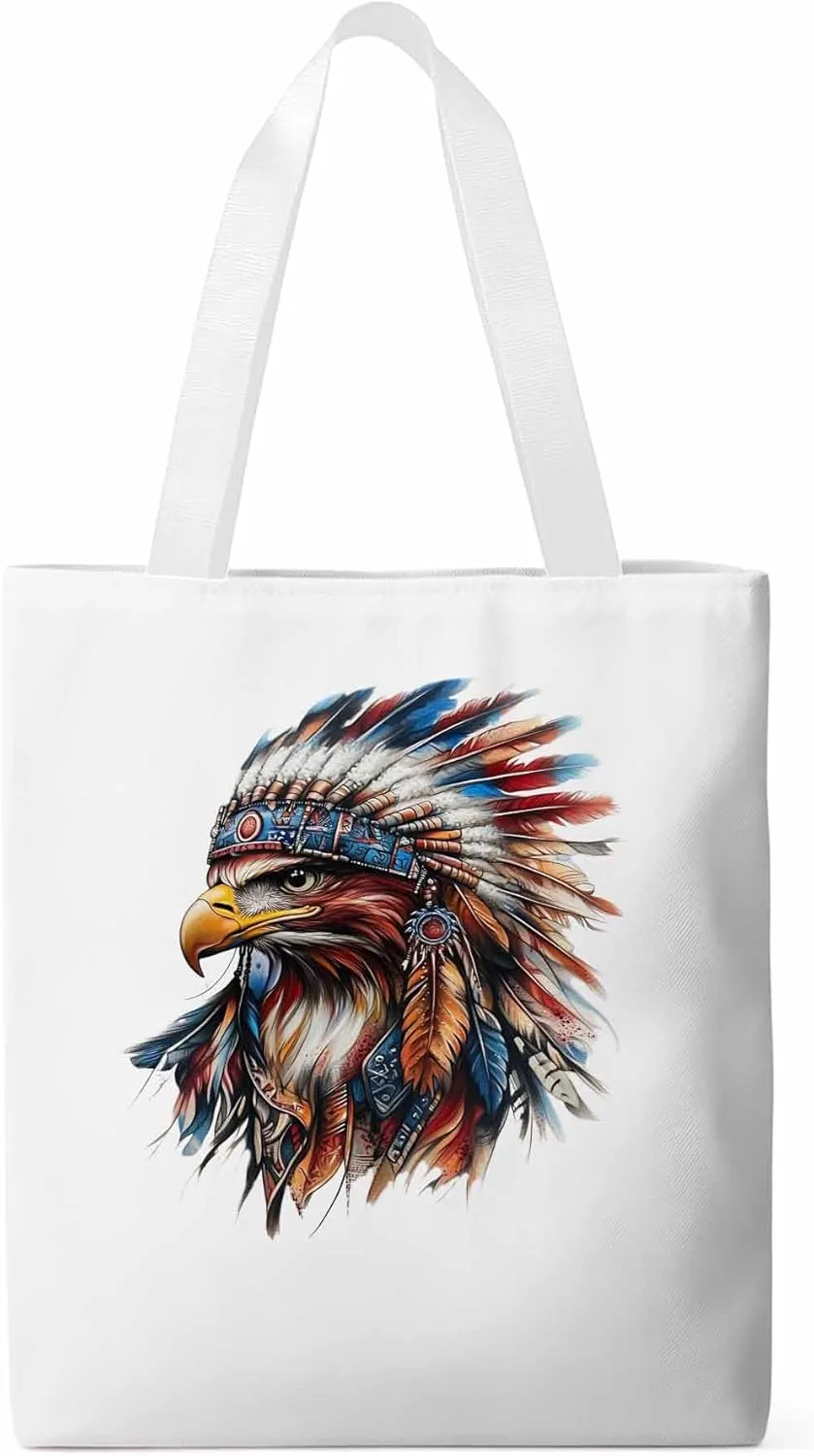 Canvas Tote Bag, Western Eagle Watercolor Aesthetic Canvas Tote Handbags for Women Shoulder Bag