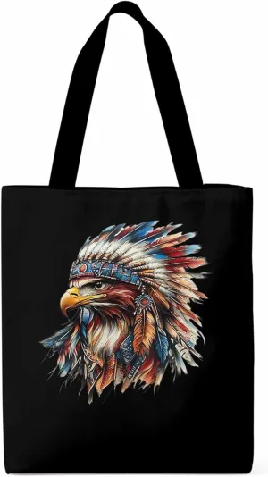 Canvas Tote Bag, Western Eagle Watercolor Aesthetic Canvas Tote Handbags for Women Shoulder Bag