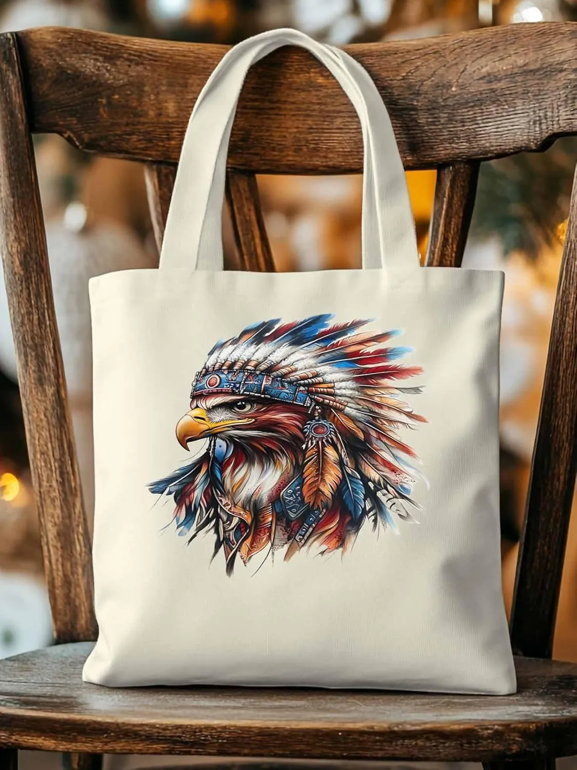 Canvas Tote Bag, Western Eagle Watercolor Aesthetic Canvas Tote Handbags for Women Shoulder Bag