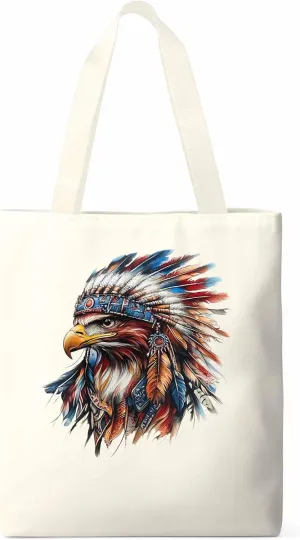 Canvas Tote Bag, Western Eagle Watercolor Aesthetic Canvas Tote Handbags for Women Shoulder Bag