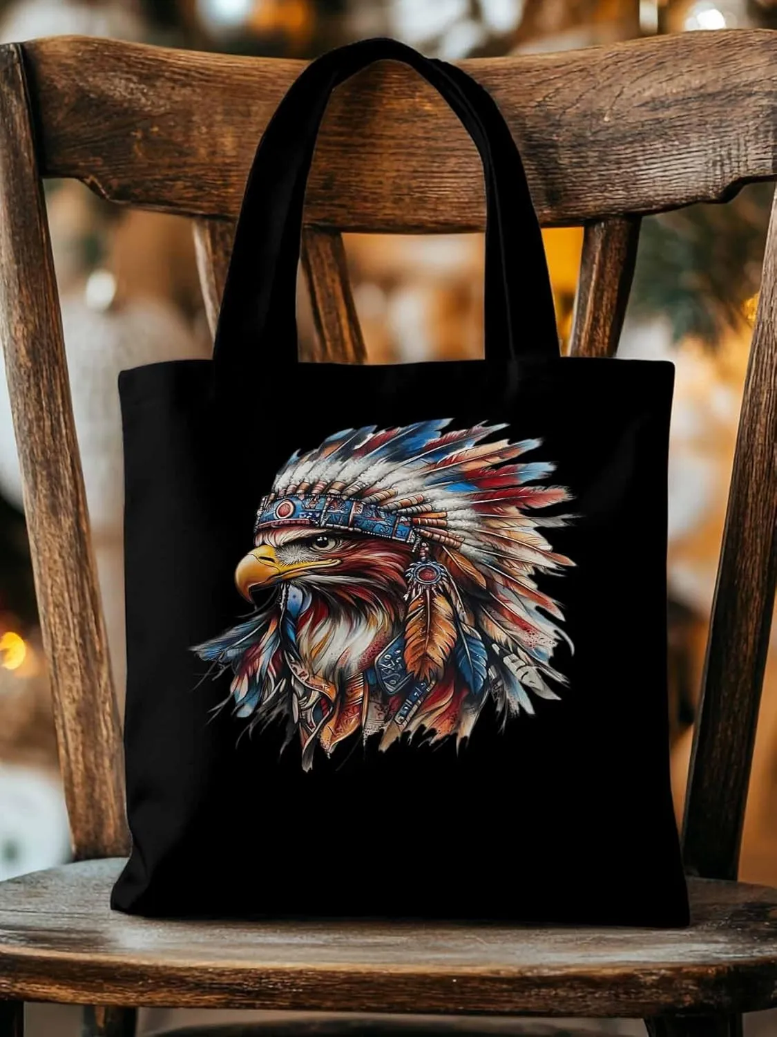 Canvas Tote Bag, Western Eagle Watercolor Aesthetic Canvas Tote Handbags for Women Shoulder Bag