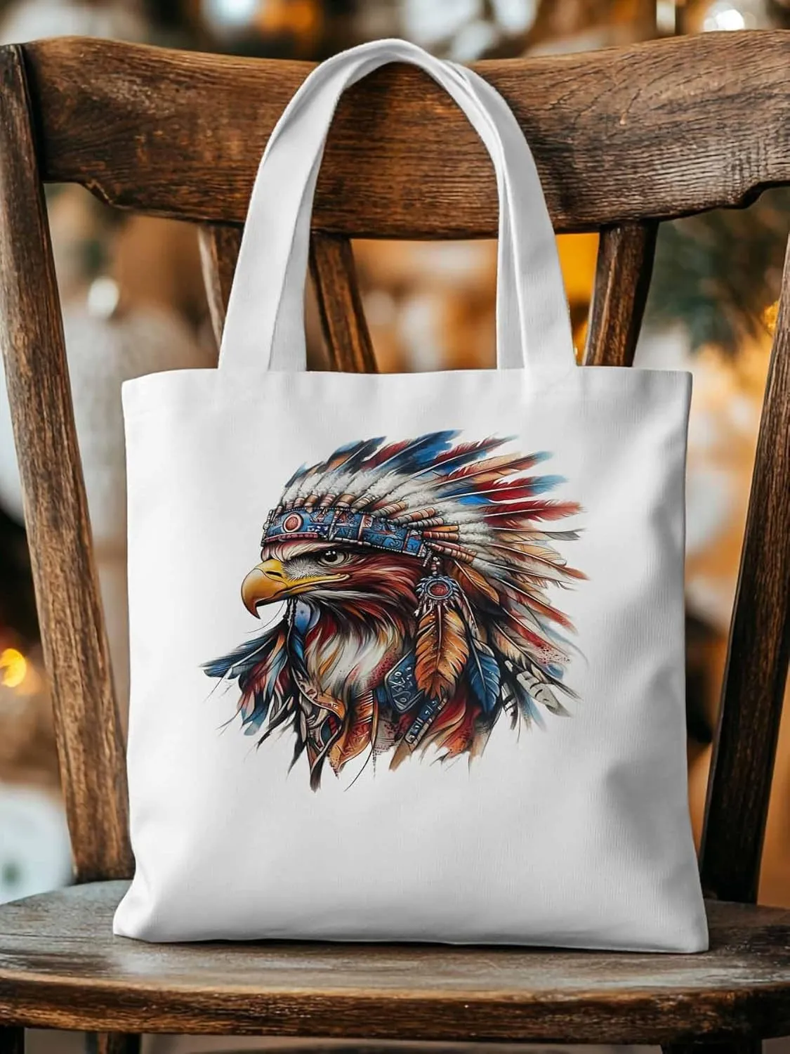 Canvas Tote Bag, Western Eagle Watercolor Aesthetic Canvas Tote Handbags for Women Shoulder Bag