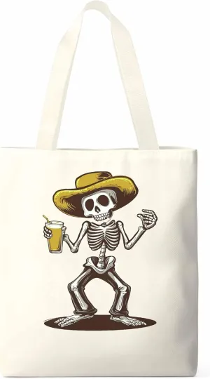 Canvas Tote Bag, Western Skeleton Aesthetic Canvas Tote Handbags for Women Shoulder Bag,