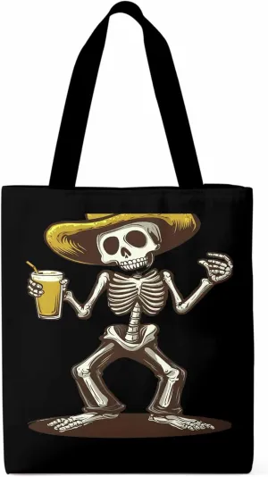 Canvas Tote Bag, Western Skeleton Aesthetic Canvas Tote Handbags for Women Shoulder Bag,
