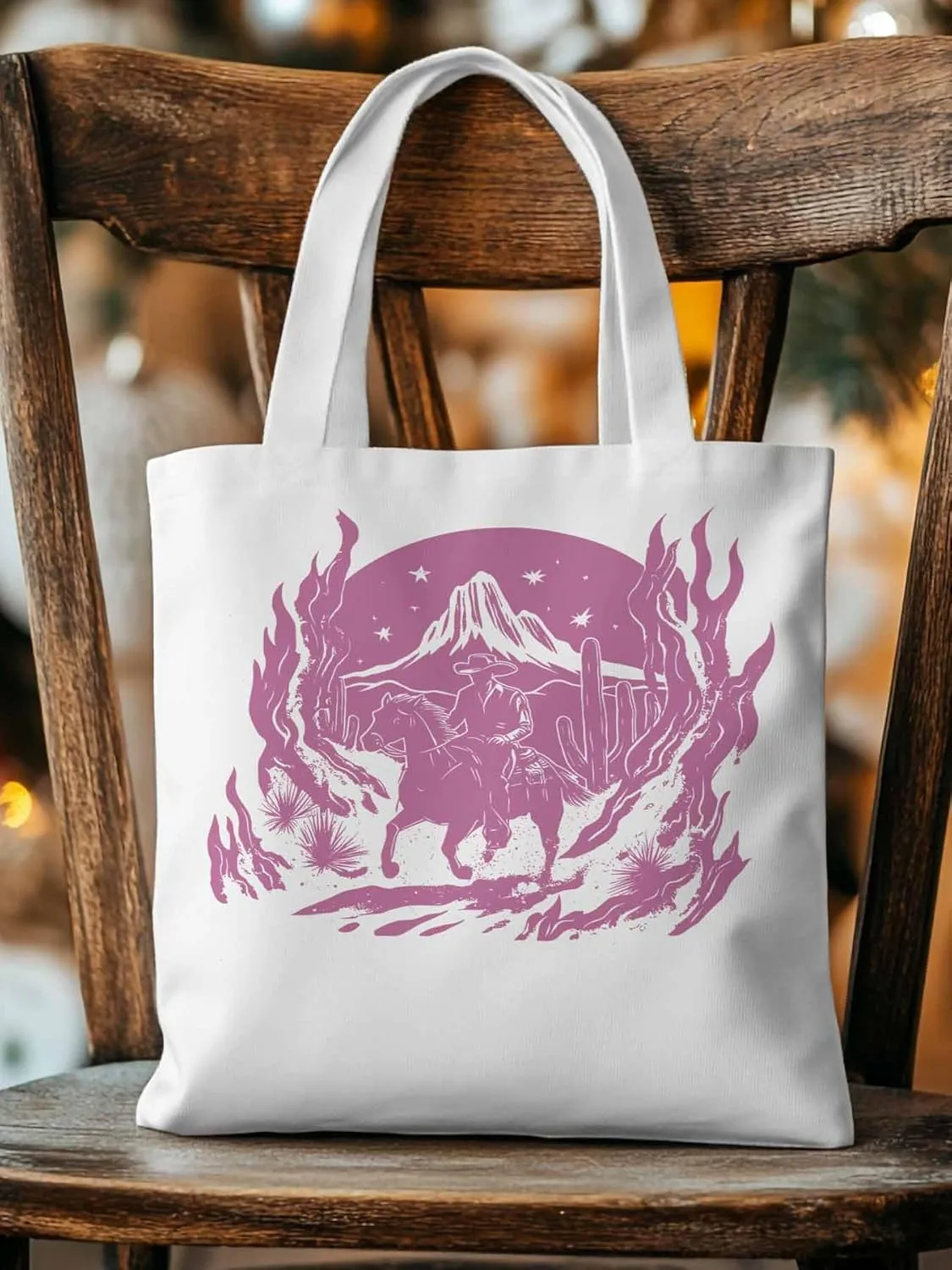 Canvas Tote Bag, Western Vintage Cowboy Aesthetic Canvas Tote Handbags for Women Shoulder Bag,