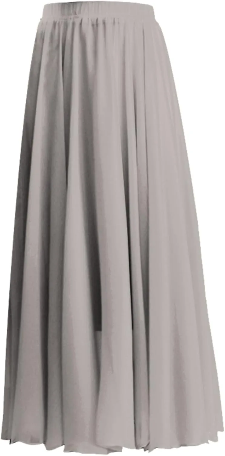 Chiffon Maxi Skirt for Women Summer Flowy Long Skirts Floor Length High Waisted Pleated Skirt Vintage Tea Party Dresses 2025