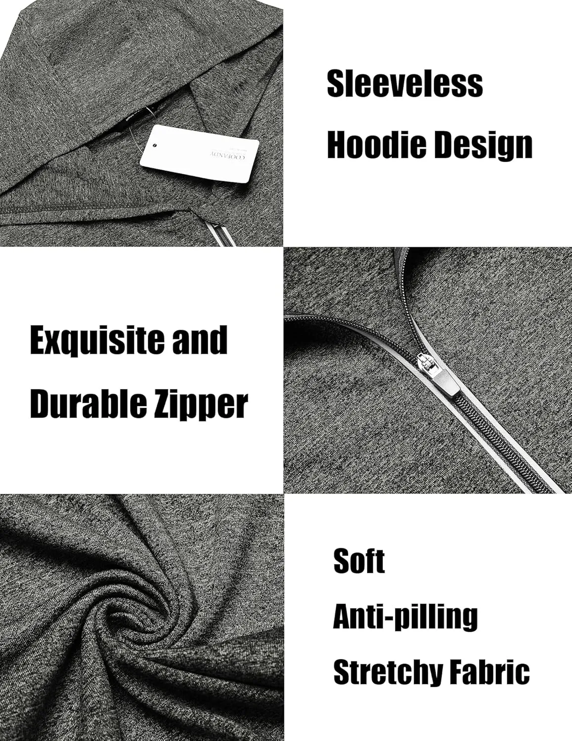 COOFANDY Men's Workout Hooded Tank Tops Zip Up Sleeveless Hoodie Bodybuilding Fitness Gym Muscle Cut Off T Shirt