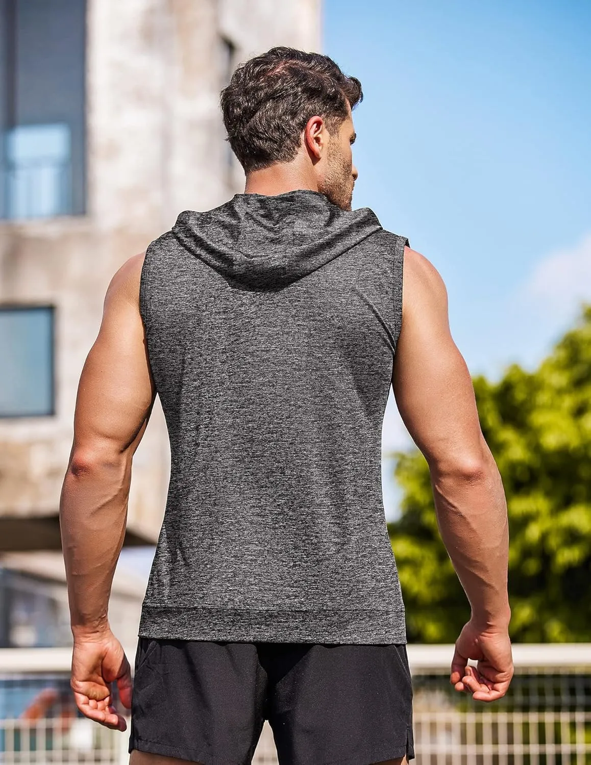 COOFANDY Men's Workout Hooded Tank Tops Zip Up Sleeveless Hoodie Bodybuilding Fitness Gym Muscle Cut Off T Shirt