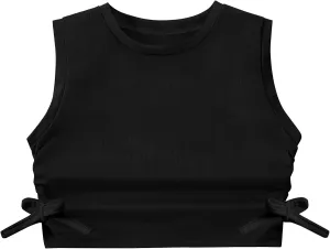 EXARUS Girl's Crop Tank Tops Dance Ribbed Knit Sleeveless Round Neck Racerback Casual Cute Cropped Top 6-12Y