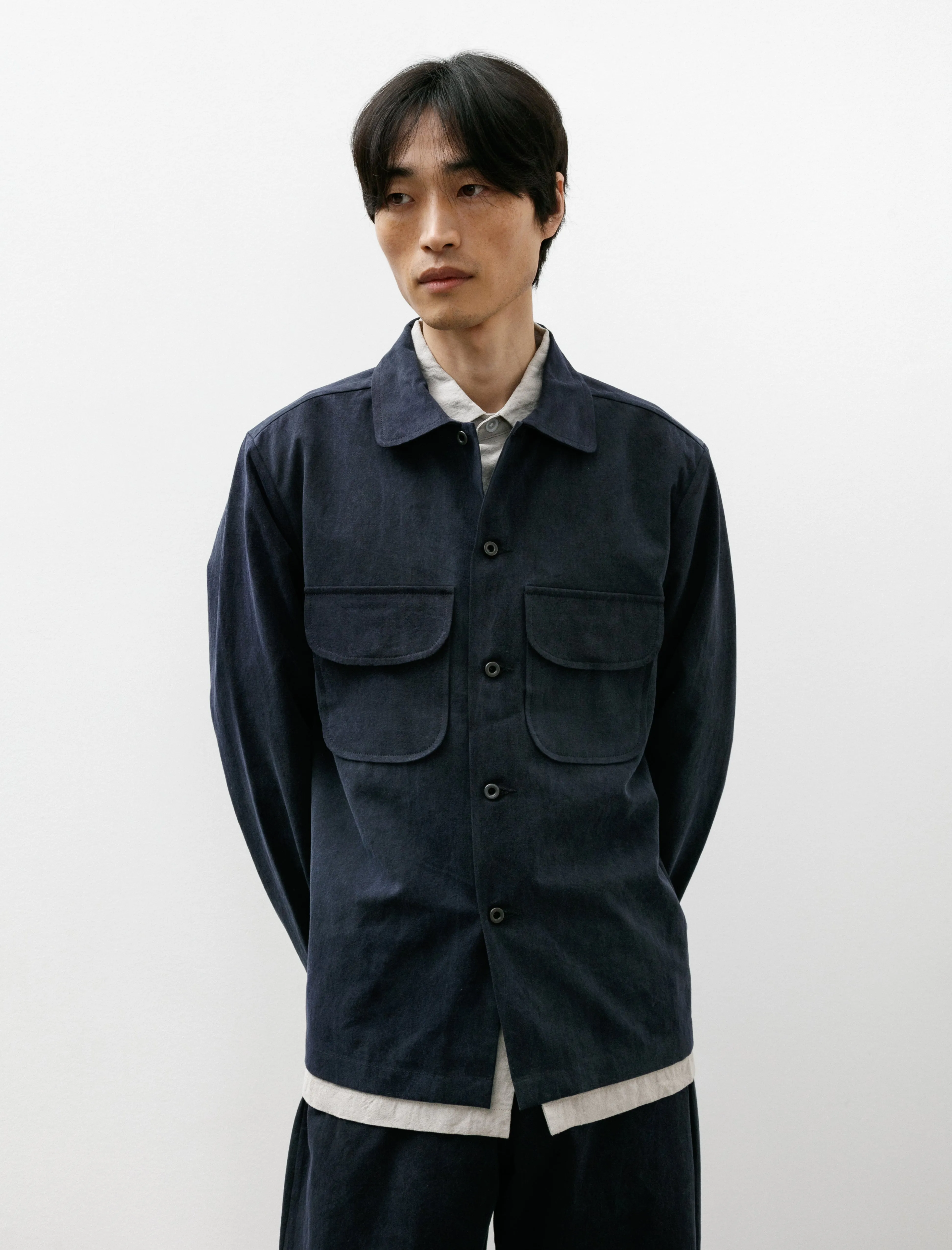 Field Shirt Organic Cotton Weathercloth Indigo Sumi Ink