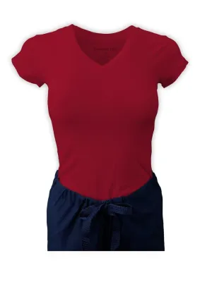Flexibilitee Women's V-Neck Short Sleeve Tee | Red