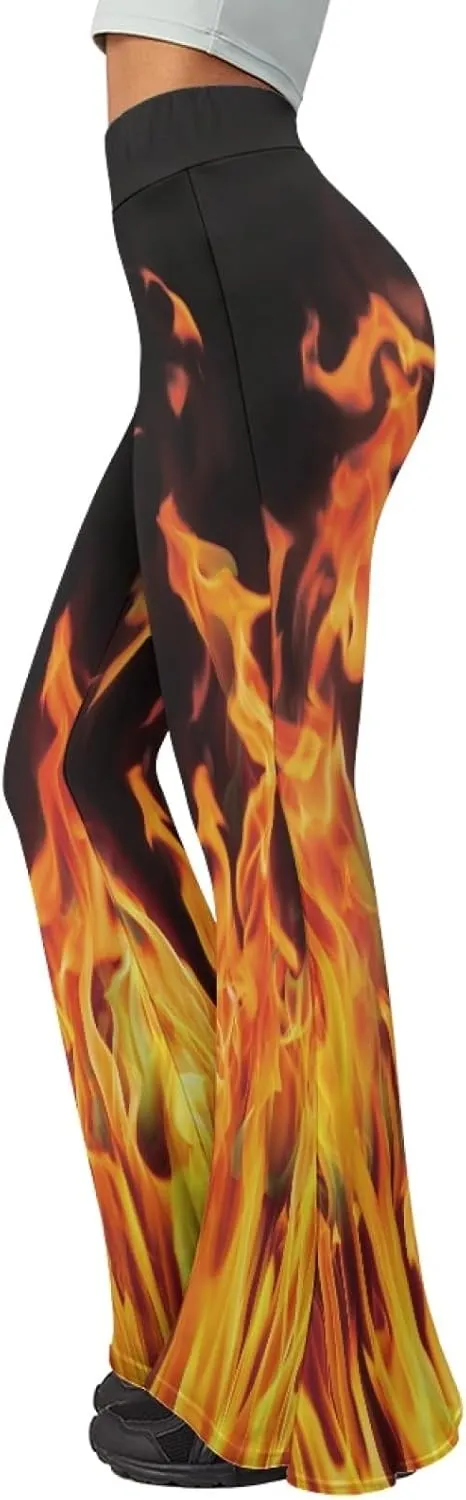 Forchrinse Music Piano Flared Pants for Women Wide Leg Pants Stretchy Yoga Leggings Bootcut Causal Pazallo Pants,XS-2XL
