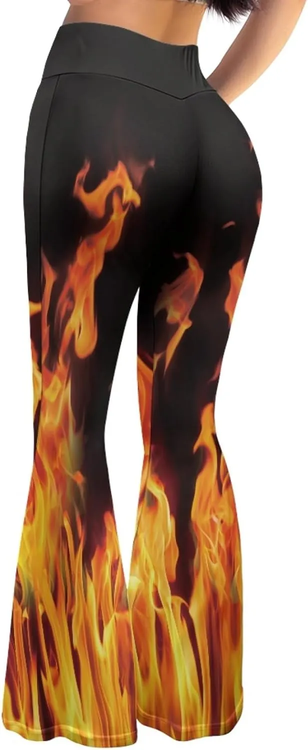 Forchrinse Music Piano Flared Pants for Women Wide Leg Pants Stretchy Yoga Leggings Bootcut Causal Pazallo Pants,XS-2XL
