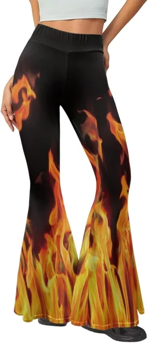 Forchrinse Music Piano Flared Pants for Women Wide Leg Pants Stretchy Yoga Leggings Bootcut Causal Pazallo Pants,XS-2XL